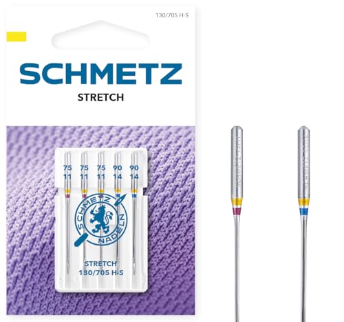 SCHMETZ | 5 Agujas para máquinas de coser | Stretch | 130/705 H-S | Grosor 75/11-90/14