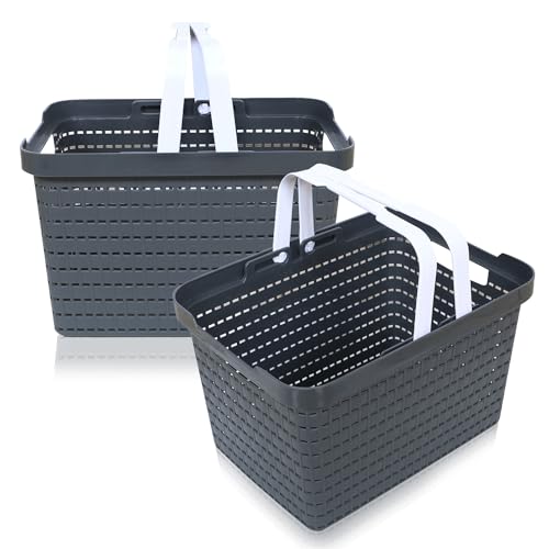 Heart Home Basket | Plastic Storage Basket for Fruits | Storage Basket for Picnic | Storage Basket for Kitchen | Stationery Storage Basket | FLORA-222 | Pack of 2 | Gray (B0CG3CF9FY) Amazon Price History, Amazon Price Tracker