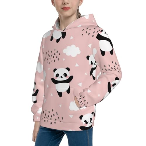 Panda Flying in the Sky Kid Hoodies Boys Sweatshirts Girls Pullover with Pocket2