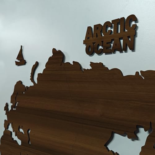 Image of rawpockets - 3D Wooden World Map With Clock Wall Decor | Wall Art, Wall Hangings & Gift | Travel Map | Living Room Wall | Bedroom Wall | Working Space - Dark Walnut Color - Large Size(180 X 105 CM)