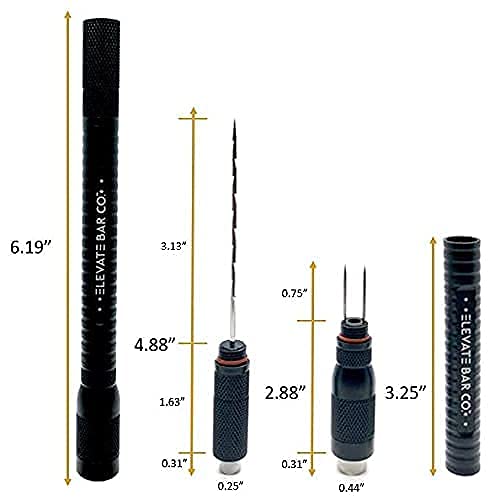 Elevate Bar Co.™ Heavy Duty 4-In-1 Cigar Punch Tool, Dual Size Punch (20 – 70 Gauge Cigar), Enhance Draw Pick Tool, And 2-Prong Nubber #TOP1