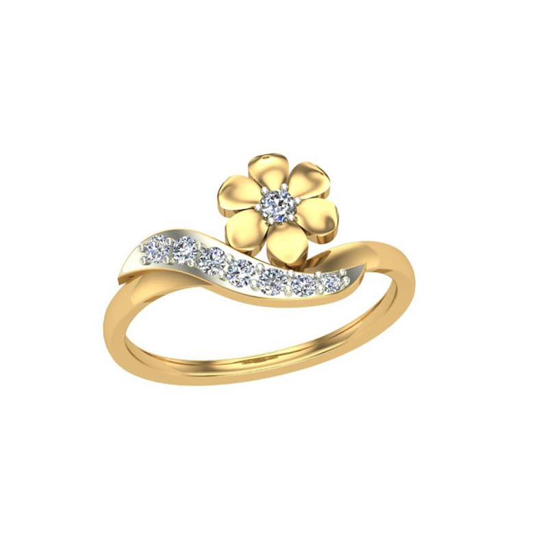Image of DISHIS 14K Yellow /White /Rose Gold Diamond Flower Ring for Women