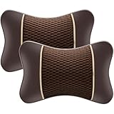 2 pcs Reposacabezas para Asiento Coche Cojin para Audi A3 8P 8V Sedan 2003-2023, Almohada para El Cuello De Cuero PU Viaje Almohada Almohada Soporte Cervical Y Cuello para Conducir, Brown