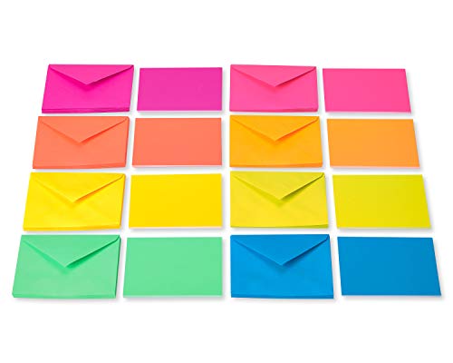 American Greetings Single Panel Blank Cards With Envelopes, Neon Rainbow Colors (100-Count) #TOP1