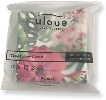 Miniatura 7 de ULOVE LOVE YOURSELF Fundas de almohada decorativas para el hogar, patrón de flamenco y hojas de flores tropicales, fundas de cojín de lino y