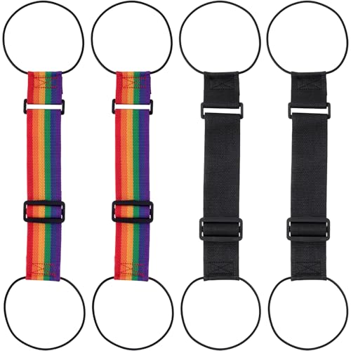 Lekgavd 6 Pcs Luggage Connector Straps, Adjustable Luggage Straps for Suitcases, Multi-Use Strong Bungee Elastic Belt Suitcase Strap Travel Accessories for Adding Carry On Bags- Black, Rainbow
