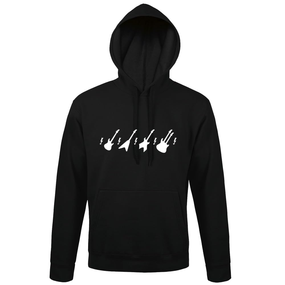Gitara elektryczna męska bluza z kapturem, czarny, 4XL
