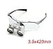 Zinnor Dentist Dental Surgical Medical Binocular Loupes 3.5X 420mm Optical Glass Loupe (Silver)