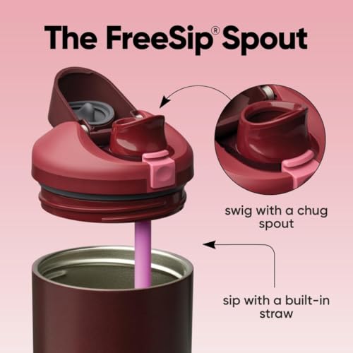 Image of Owala FreeSip Tumbler Insulated Stainless Steel Water Bottle with Built-in Straw and Side Handle, For Travel, Work, School, and Sports, 40oz, BPA Free, Leak Proof, Black Cherry