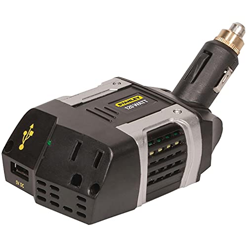 STANLEY PCA120 Power Inverter 120W Car Converter: 12V DC to 120V AC Power Outlet with USB Port