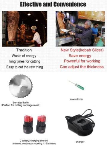 Cordless Battery-Power Doner Kebab Slicer Meat Cutter Shawarma Knife Gyro Knife