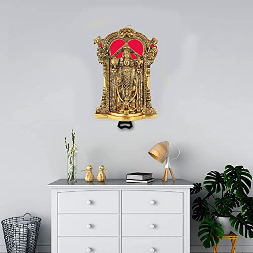 Image of Smizzy Gold Plated Wall Hanging God Tirupati Balaji |Sri Venkateswara Swamy Idol |Religious Diwali Gift Items Deal |Spiritual Home Decor |Idol Statue for Pooja Room |Mandir Decorative Items,1Pc