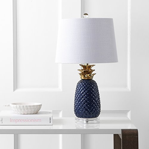 Jonathan Y Jyl4019A Pineapple 23" Ceramic Led Table Lamp Contemporary Transitional Bedside Desk Nightstand Lamp For Bedroom Living Room Office College Bookcase Led Bulb Included, Navy/Gold #TOP2