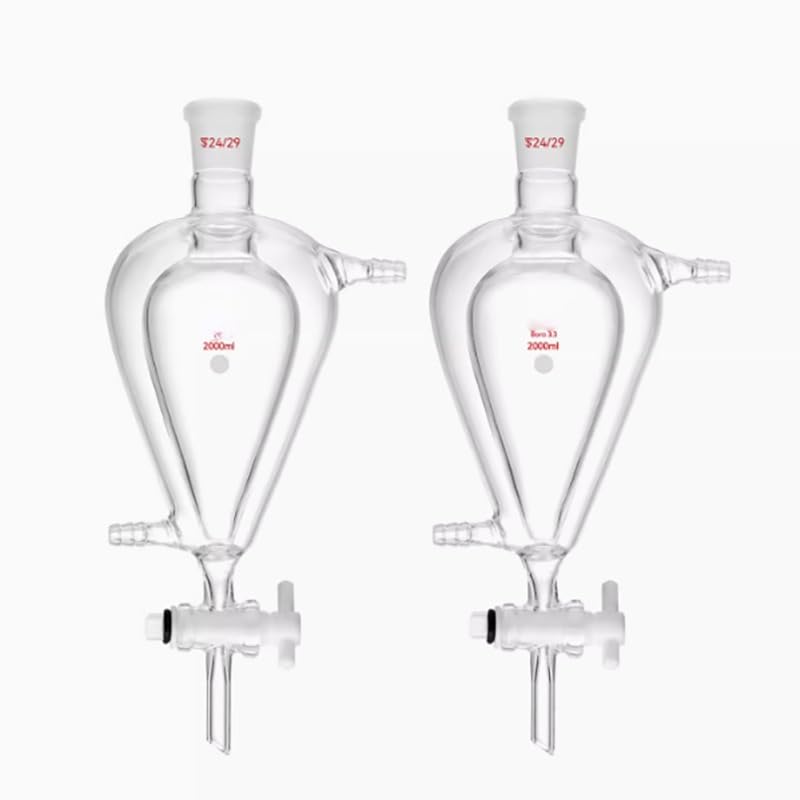 Embudo de separación de líquidos de doble capa en forma de pera - Pistón esférico cónico de vidrio tetrafluoro (100 ml, 125 ml, 250 ml) | 60ml