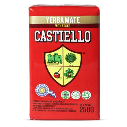 Castiello Yerba Mate 250g With Sticks Made in Argentina Organic Energy-Boosting Tea Antioxidant-Rich Hot and Cold Drink Supports Digestion and Weight Management
