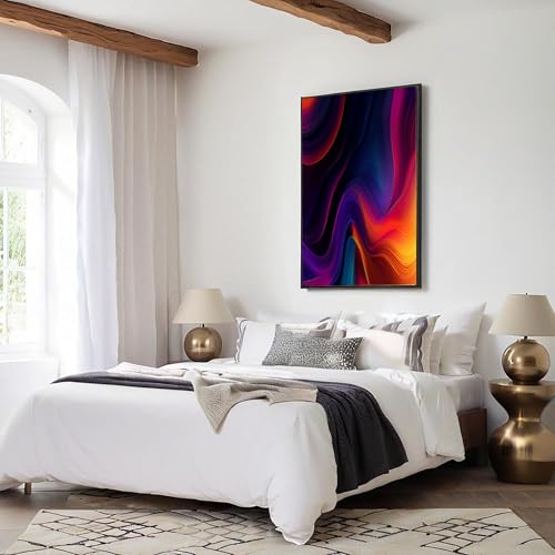 Cuadros de sala de estar modernos con curvas de colores para decorar tu hogar 4