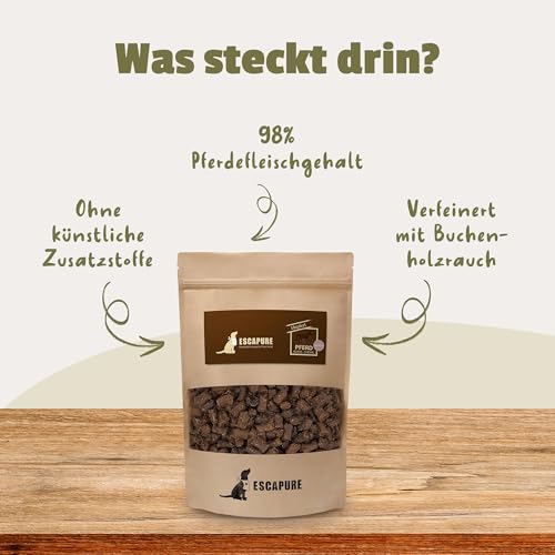 ESCAPURE Hupferl - Hunde Leckerli aus Pferdefleisch in Premium Qualität - 98% Muskelfleisch - Protein Trainingssnacks ohne künstliche Zusatzstoffe & Getreide (1000g)
