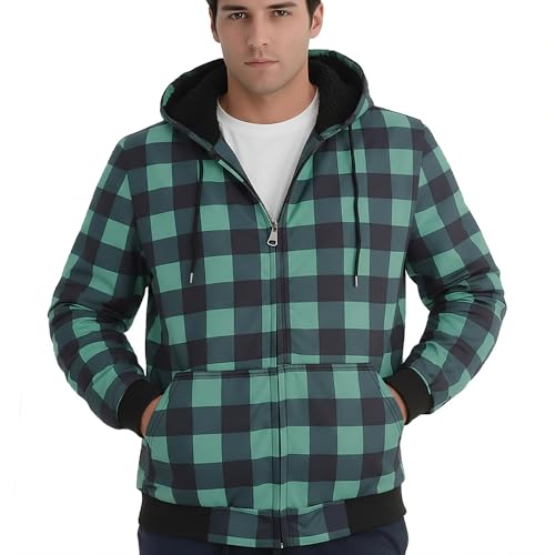 Image of MINANUO Zip Up Hoodie Men Warm Heavyweight Sherpa Lined Fleece Hoody Jacket Winter Coats