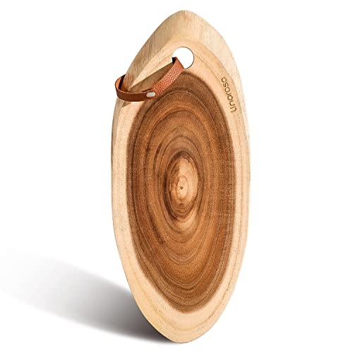 Linoroso Tabla de Cortar de Queso de Acacia Natural, Pieza Única, Tabla Cocina para Servir, Picar, Carne Barbacoa Queso Pan,para charcuterie plato y bandeja de servir(50cm largo aprox) Cover