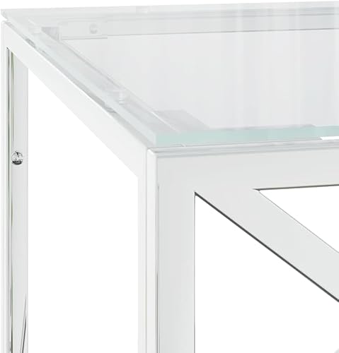 Miniatura 6 de mesa de Centro para sala Mesas de centro Mesa de centro de 43.3 x 17.7 x 17.7 pulgadas de acero inoxidable y vidrioAdecuado para salas de estar,