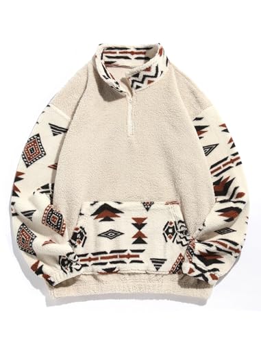 ZAFUL Men 1/4 Zipper Sweatshirt Ethnic Aztec Printed