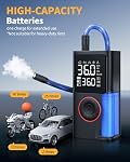 Powools Tire Inflator Portable Air Compressor, 150 PSI Cordless Mini Bike Tire Pump, Air Pump for Auto, Motorcycle, Bicycle, Balls with Pressure Gauge&LED Light, Black, Standard Capacity
