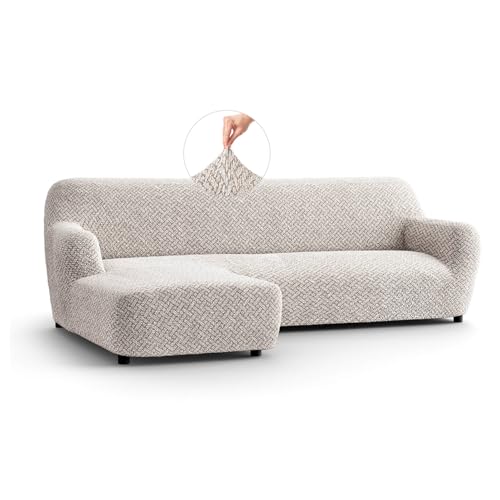 PAULATO - Housse de canapé avec méridienne à Gauche (Vue de Face) en Microfibre Unie, Anti-Rayures Lavable en Machine, Technologie WavyTech Certification...