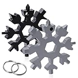 APIELE 18-in-1 Schneeflocken Multitool, Tragbares Edelstahl Werkzeug Schlüsselanhänger, Geschenke für Männer Valentinstag Vatertag Geburtstag schwarz Schwarz und Silber