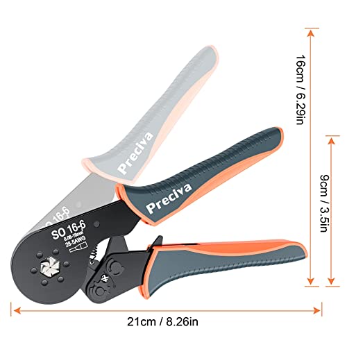 Crimpzangen 0.08-16mm², Preciva Aderendhülsenzange Crimpzange Sechskant Presszange für Isolierte Unisolierte Crimpverbinder