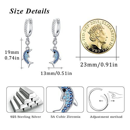 Orecchini Delfino Argento, Argento Sterling 925/WS...