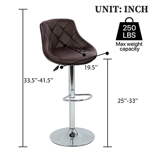 Dkeli Counter Height Bar Stools Set Of 4 Leather Adjustable Bar Chairs For Kitchen Living Room Pub Swivel Bar Stool Armrest (Brown) #TOP6