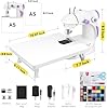 Magicfly Mini Sewing Machine with Extension Table, Dual Speed Portable Sewing Machine for Beginners with Light, Sewing Kit for Household Use, White