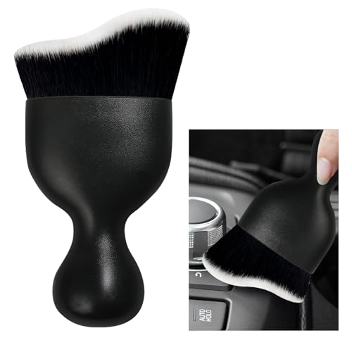 KPEOY Car Detailing Brush, Scratch Free Soft Bristles Dust Brush Auto Interior Cleaning Tool, Multipurpose Dirt Clean Tool for Vehicle Air Vent Dashboard, Car Accessories (Black-Black & White)