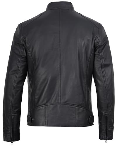 Image of Decrum Mens Leather Jacket - Cafe Racer Style Real Lambskin Leather Jacket Men