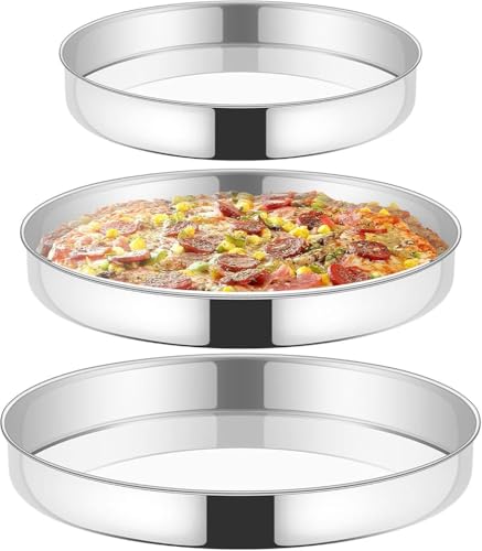 Qivee Roland Germany Edelstahl Backformen Set, 3-Teilig, Rund, 28/32/36 cm, Pizzaform, Kuchenform
