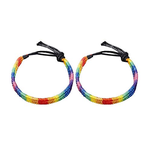 Zhenwo Gay Pride Armband LGBT Regenbogen Armband Rainbow Freundschaftsarmband Handmade Regenbogen Stoffband Schmuck,2pcs Cover