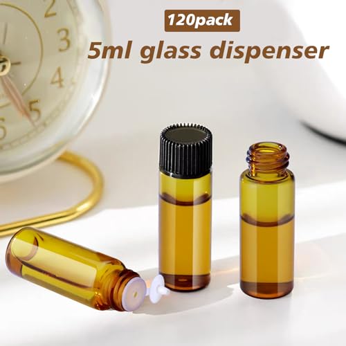 Matifaner 120Packs 5ml (1/6 oz) Essential Oil Bottles Small Essential Oil Jars, 5ml Glass Bottles, Small Oil Vial Sample Bottles, Essential Oil Bottles Amber (oil-5ml) by Matifaner - Image 2
