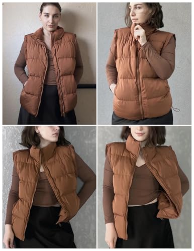 Zeagoo Puffer Vest Women Sleeveless Lightweight Quilted Jacket Stand Collar Zip Up Down with Pockets Winter Outerwear 20254