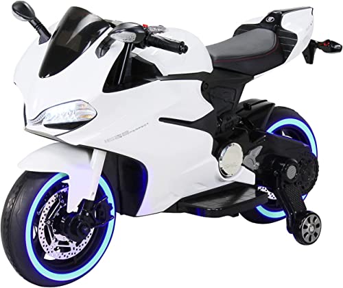 Actionbikes Motors Kinder Motorrad 1299SS | Elektroroller - Kinder Elektroauto - Elektrofahrzeuge - Kinderroller - Kinderauto elektrisch - Elektro Roller - Elektro Motorrad - Kindermotorrad (Weiß)