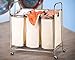 Rolling Laundry Sorter Cart - Durable Metal Frame, Lockable Wheels, Three Heavy Duty Canvas Bags with Handles. The Triple Compartment Laundry Hamper Will Hold up to 3 Loads of Household Laundry.