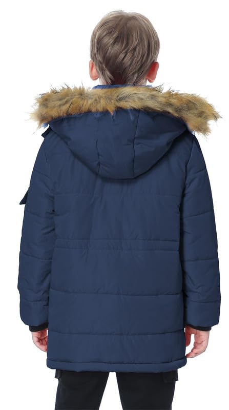 TRATENBY Boy's Warm Winter Coat Waterproof Puffer Parka Jacket with Removable Hood2