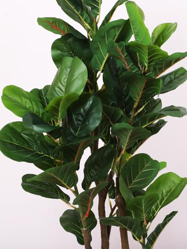 Image of ARICK DECOR 6Ft Artificial Fiddle Leaf Fig Tree with Pot for Faux Tree with Large Realistic Trunks and Big Leaves, Fake Floor Potted Artificial Plants (Multicolor-42) (4Ft-Green-Black-Pot)