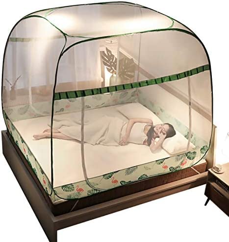 Mosquitera Emergente Mosquitera Cama con Dosel Plegable Sanmen Puerta Cama Tienda De Campaña Redes Gran Antimosquitos Cortina para Acampar con Fondo para Cama Piso Viajes De Acampada,Fácil I