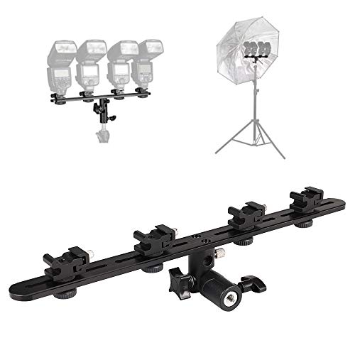 Exmax E4 Camera Flash Speedlite Mount Four Hot Shoes Flash Light Stand Bracket With Umbrella Holder Swivel Mount Compatible With Camera And Other Dslr Flashes Speedlite Studio Led Light #TOP1