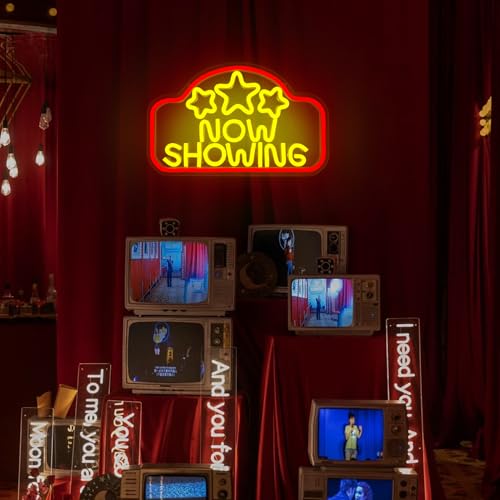 Now Showing Neon Sign - Movie Theater Led Neon Sign for Wall Decor Cinema Neon Light Up Sign for Movie Night Party Decorations by CinsYarn - Used condition - Image 6