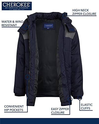 Cherokee Boys' Winter Jacket - Water Resistant Insulated Windbreaker Puffer Coat (8-18), Size 14/16, Navy #TOP1