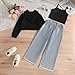 Voxikidio Size 7 8 Years Girls 3PCS Fashion Outfits Set Cropped Hoodie Sweatshirt Cami Top Printed Jeans Fall Winter Clothing Set Black(6-7