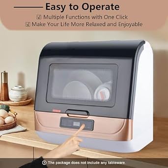 Portable Countertop Dishwasher, Large Capacity, 3 Wash Programs, Ideal for Apartments, Dorms & RVs - Compact Dishwashing Machine, Gray