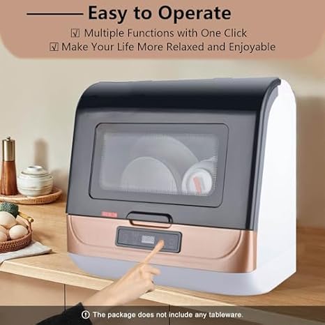 Portable Countertop Dishwasher, Large Capacity, 3 Wash Programs, Ideal for Apartments, Dorms & RVs - Compact Dishwashing Machine, Gray