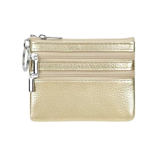 Cynure Portefeuille en cuir véritable pour femme avec porte-clés, or, Taille unique, Porte-monnaie